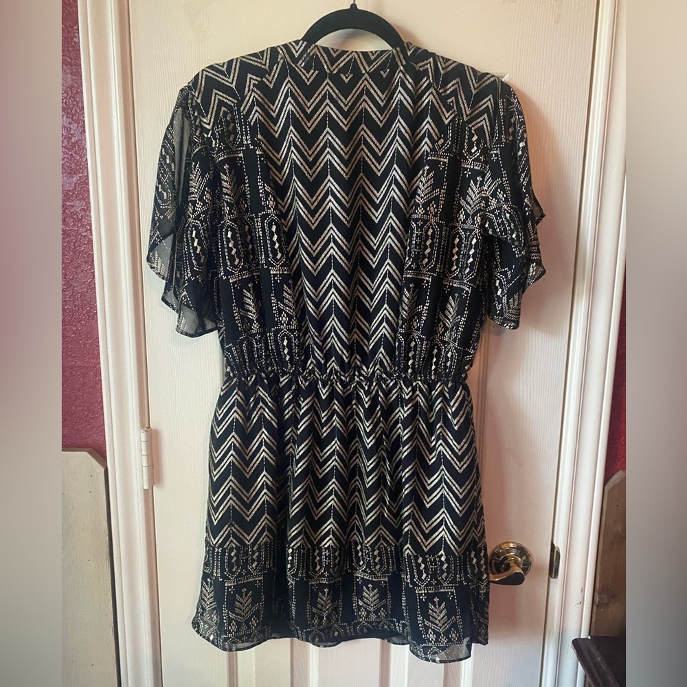 Free people love your chaos black combo metallic drop waist dress size XS - Picture 4 of 5